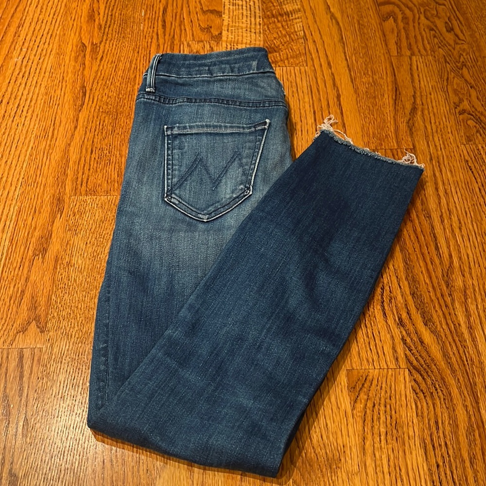 Mother Woman’s Blue The Pixie Ankle Fray Jeans Size 25